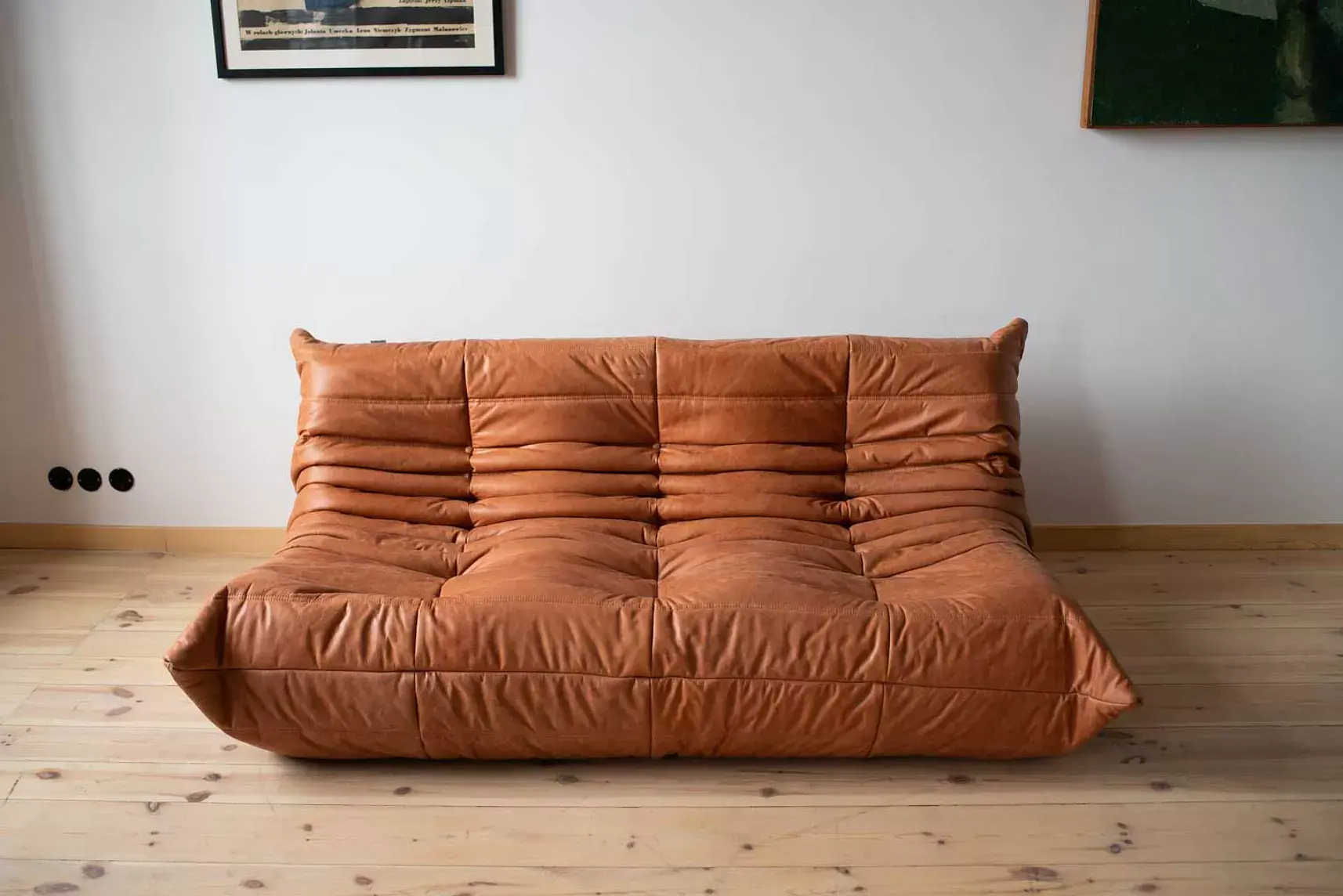 Togo Lounge Set 4-piece Pull-Up Leather Peach Brown 1
