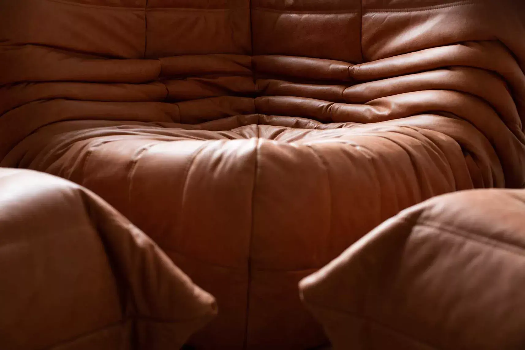 Togo Lounge Set 4-piece Pull-Up Leather Peach Brown 7