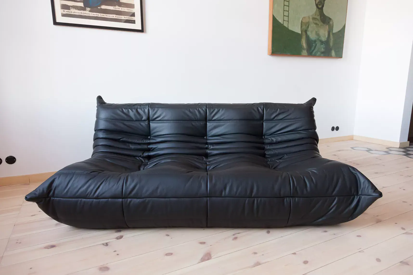 Set Lounge Togo 4 pezzi Pelle Madras Nero 1