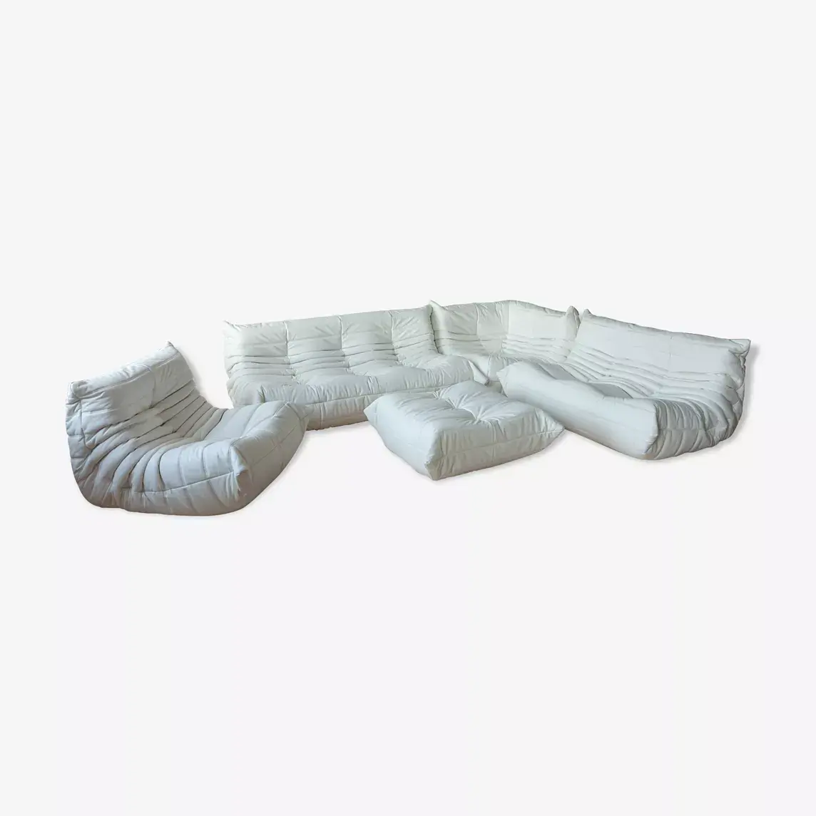 Togo Lounge Set 5-pc. Madras Leather White 0