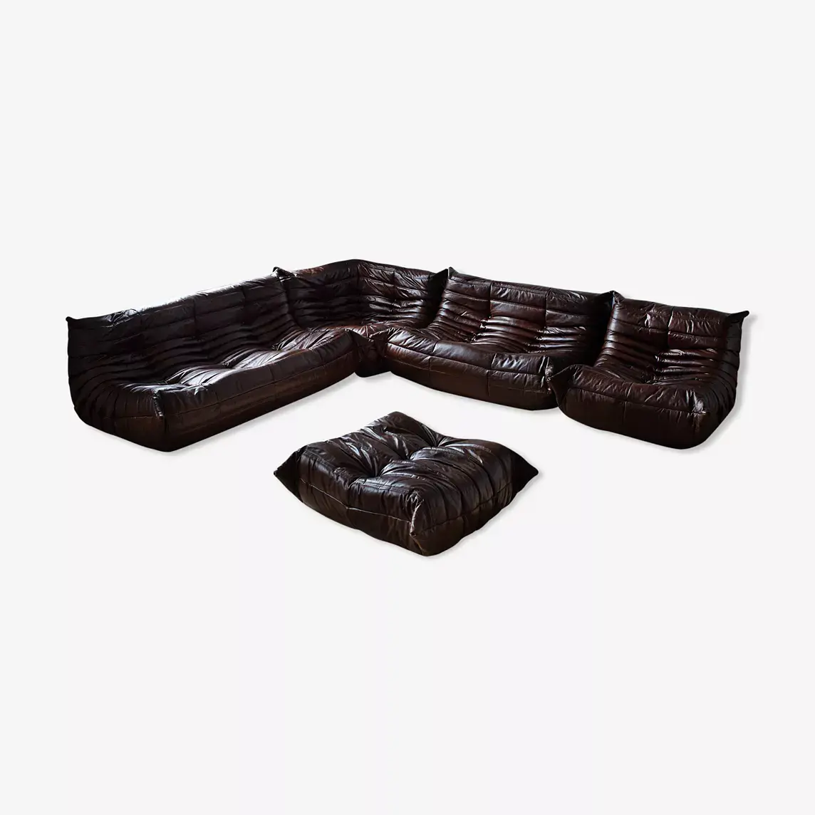 Togo Lounge Set 5-piece. High-gloss leather Dark Brown 0