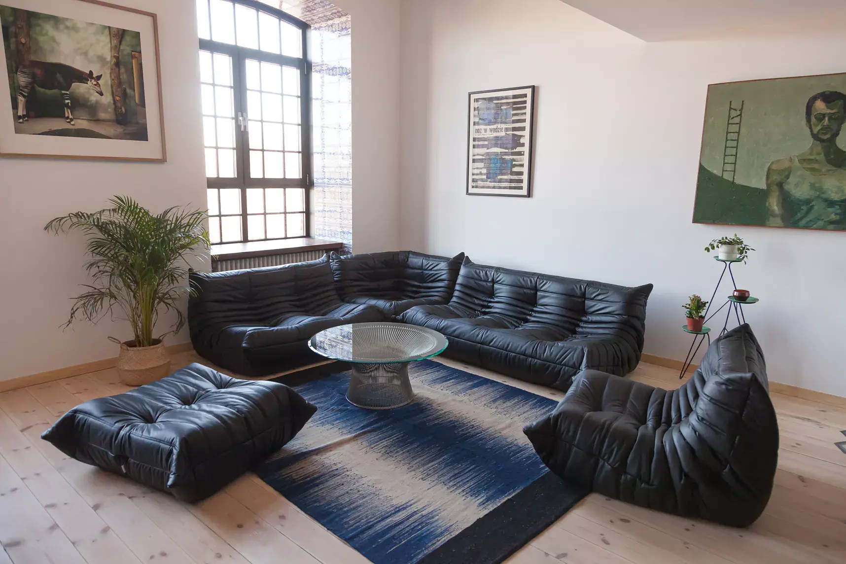 Togo Lounge Set 5-pc. Madras Leather Black 7