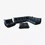 Togo Lounge Set 5-tlg. Madras-Leder Schwarz 0