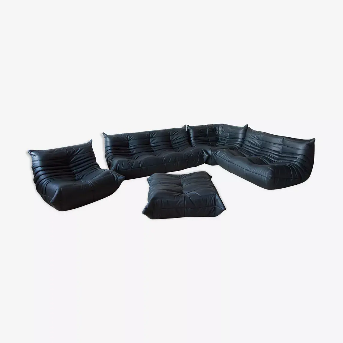 Togo Lounge Set 5-pc. Madras Leather Black 0