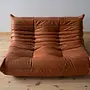 Togo Lounge Set 5-piece Pull-Up Leather Peach Brown 2