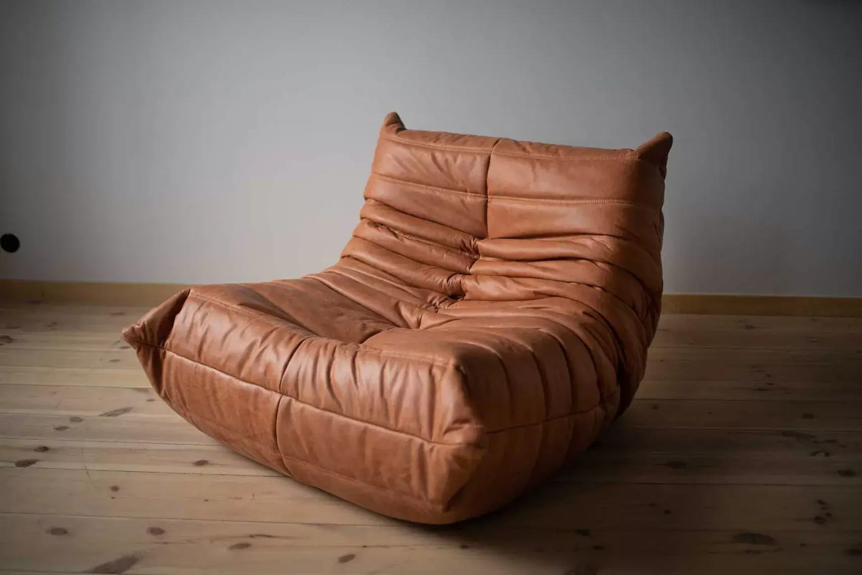 Togo Lounge Set 5-piece Pull-Up Leather Peach Brown 4