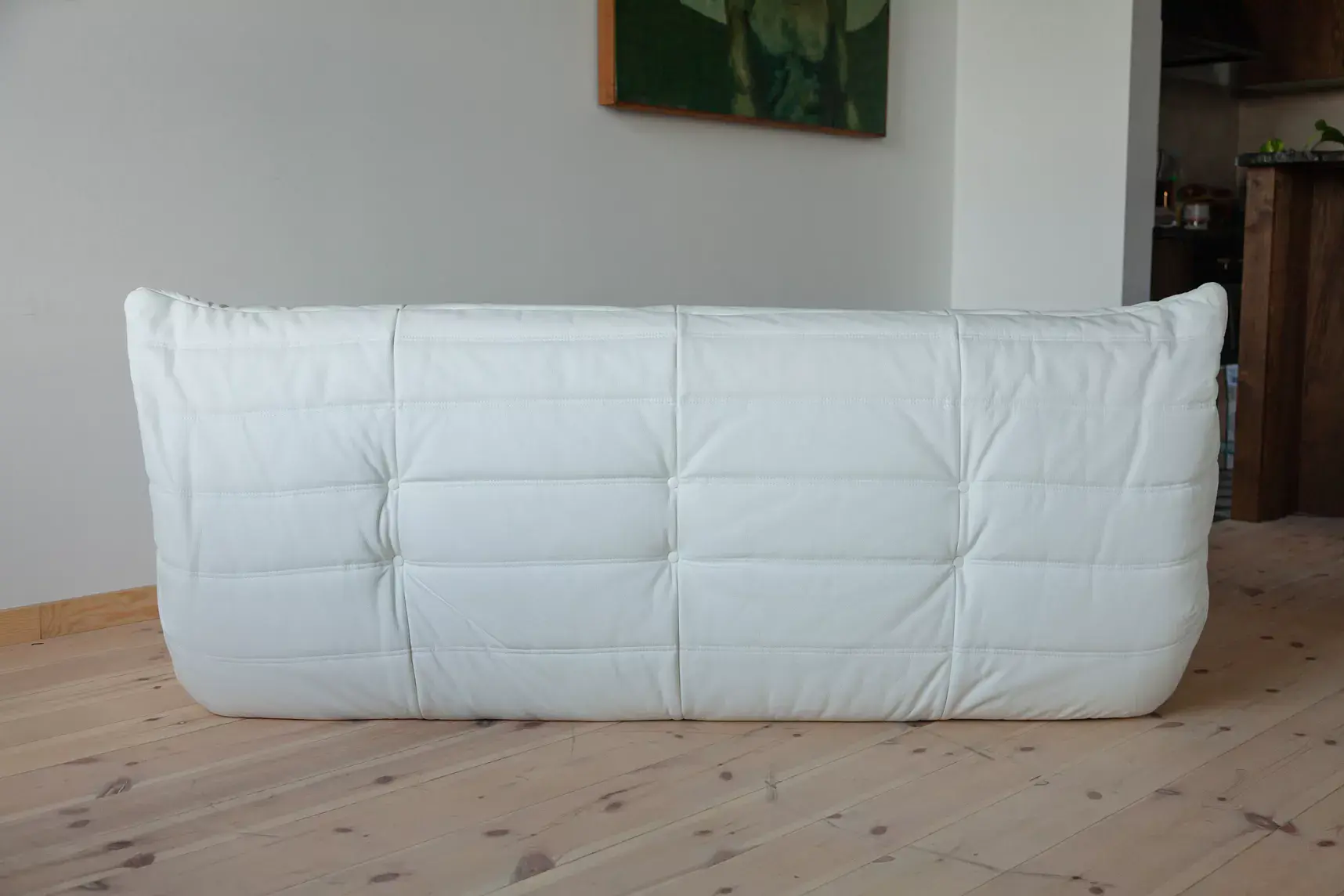 Togo Sofa 3-Sitzer Madras-Leder Weiß 3