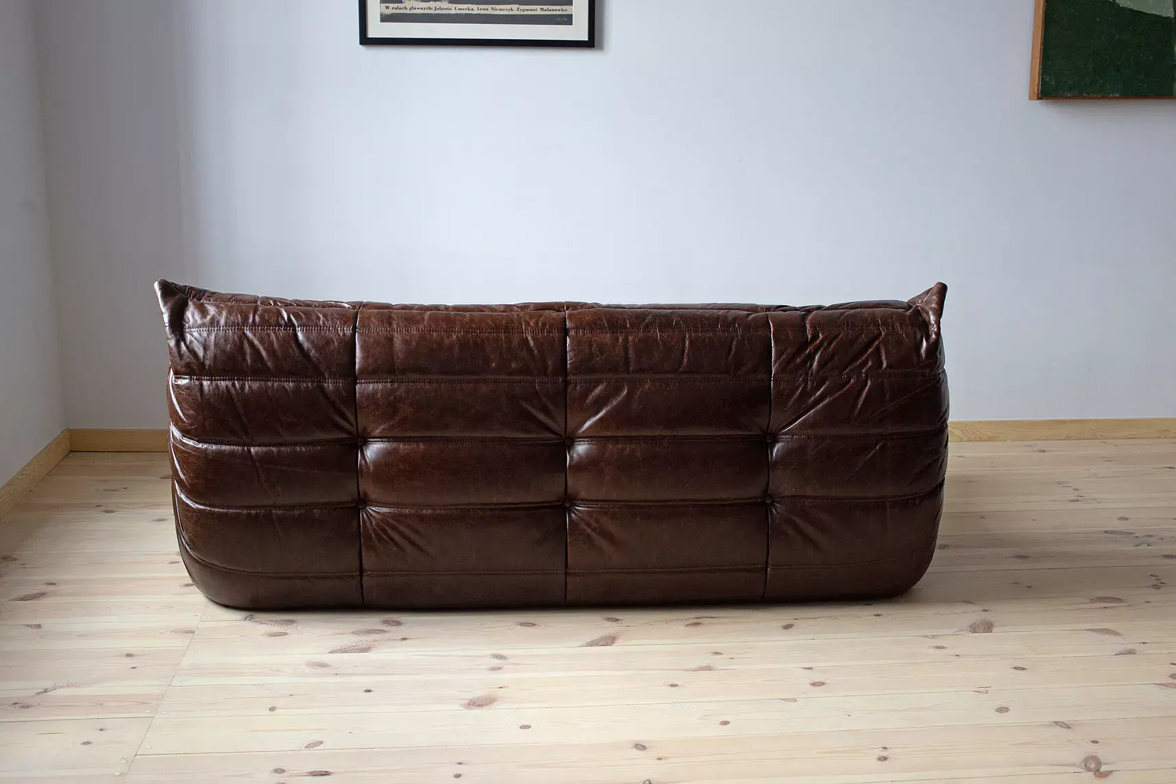 Togo Sofa 3-seater High-gloss leather Dark brown 3