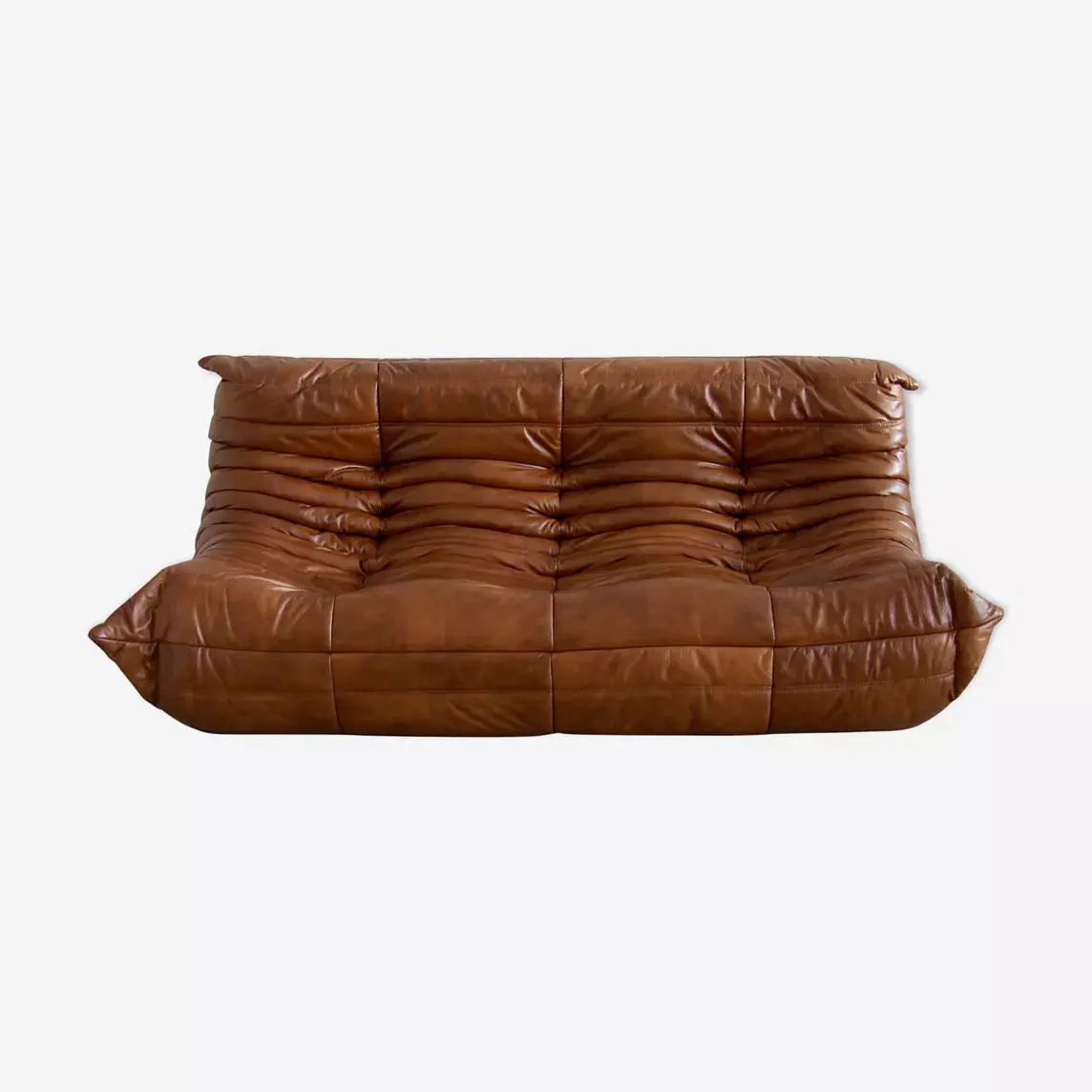 Togo Sofa 3-Sitzer Glattleder Cognac Braun 0