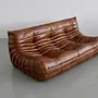 Togo Sofa 3-Sitzer Glattleder Cognac Braun 2