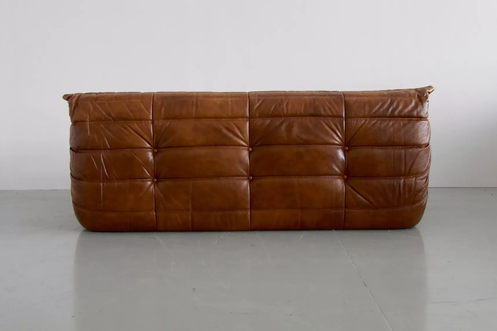 Togo Sofa 3-Sitzer Glattleder Cognac Braun 4