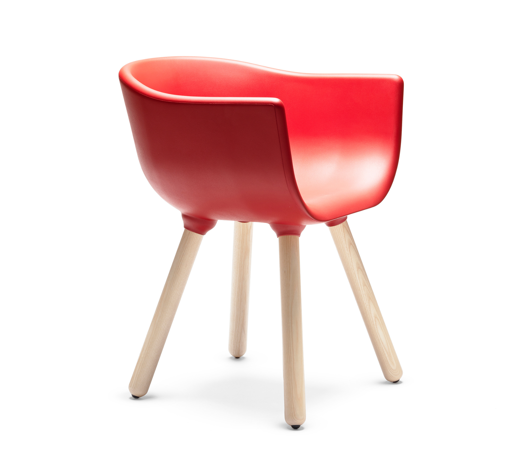 Tulip S Armchair Plastic Wood Red 1