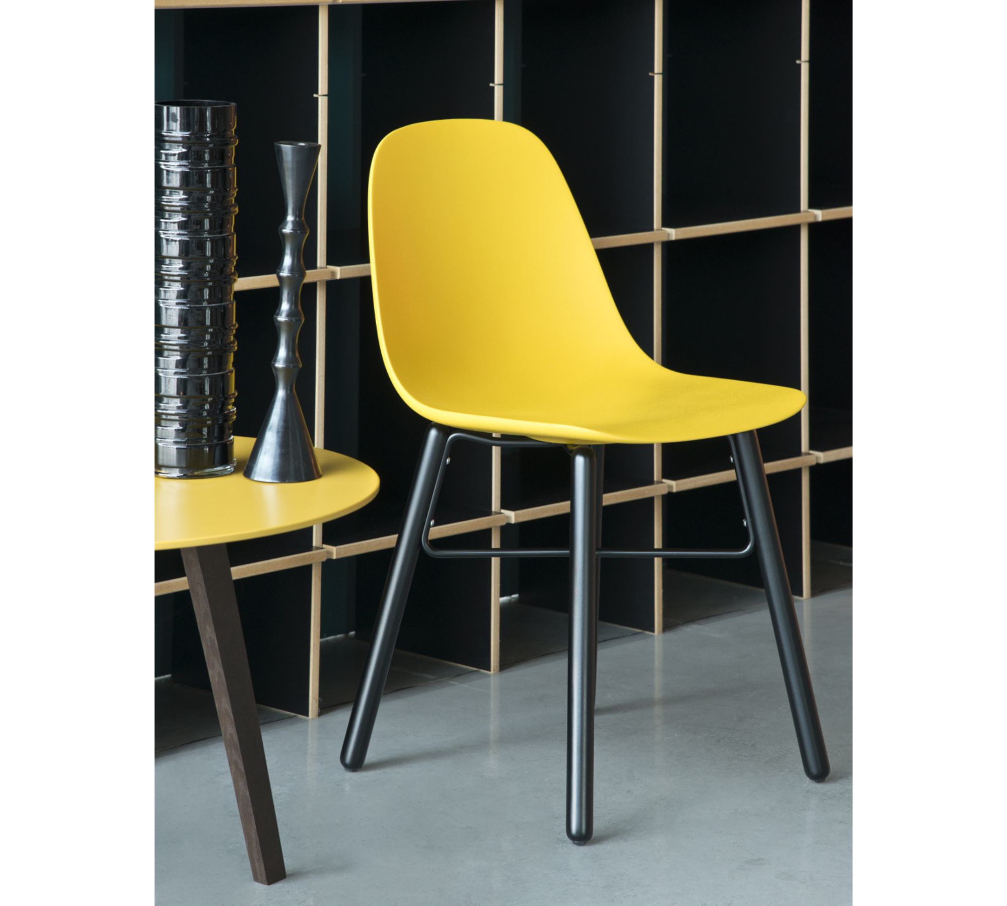 Babah W Chair Plastic Wood Yellow 1