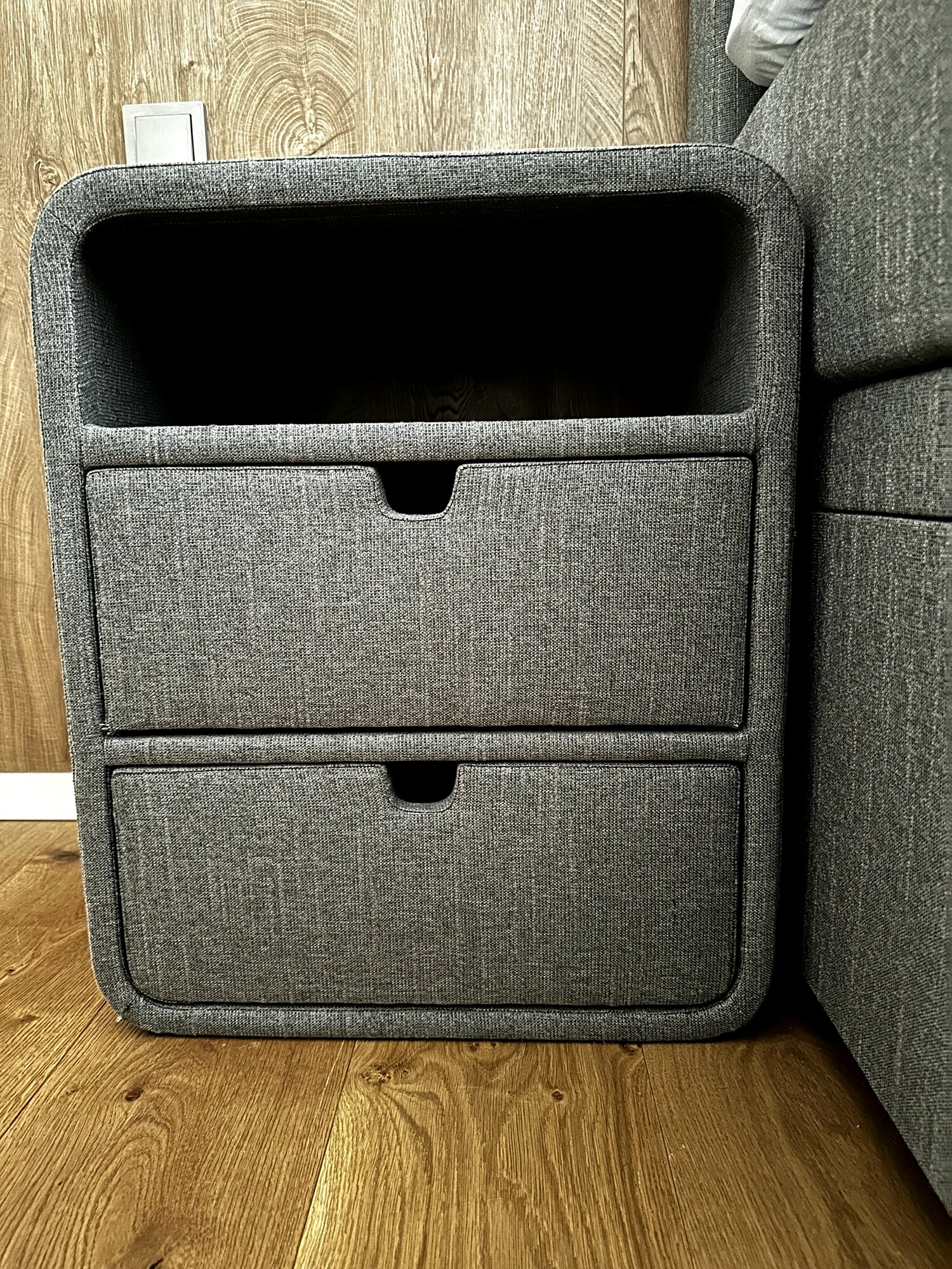 Boxspringbett mit Nachttischen Textil Grau 1