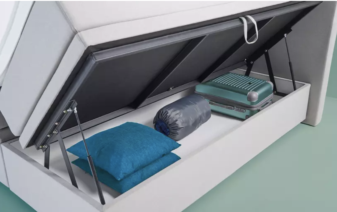 Boxspringbett mit Nachttischen Textil Grau 4
