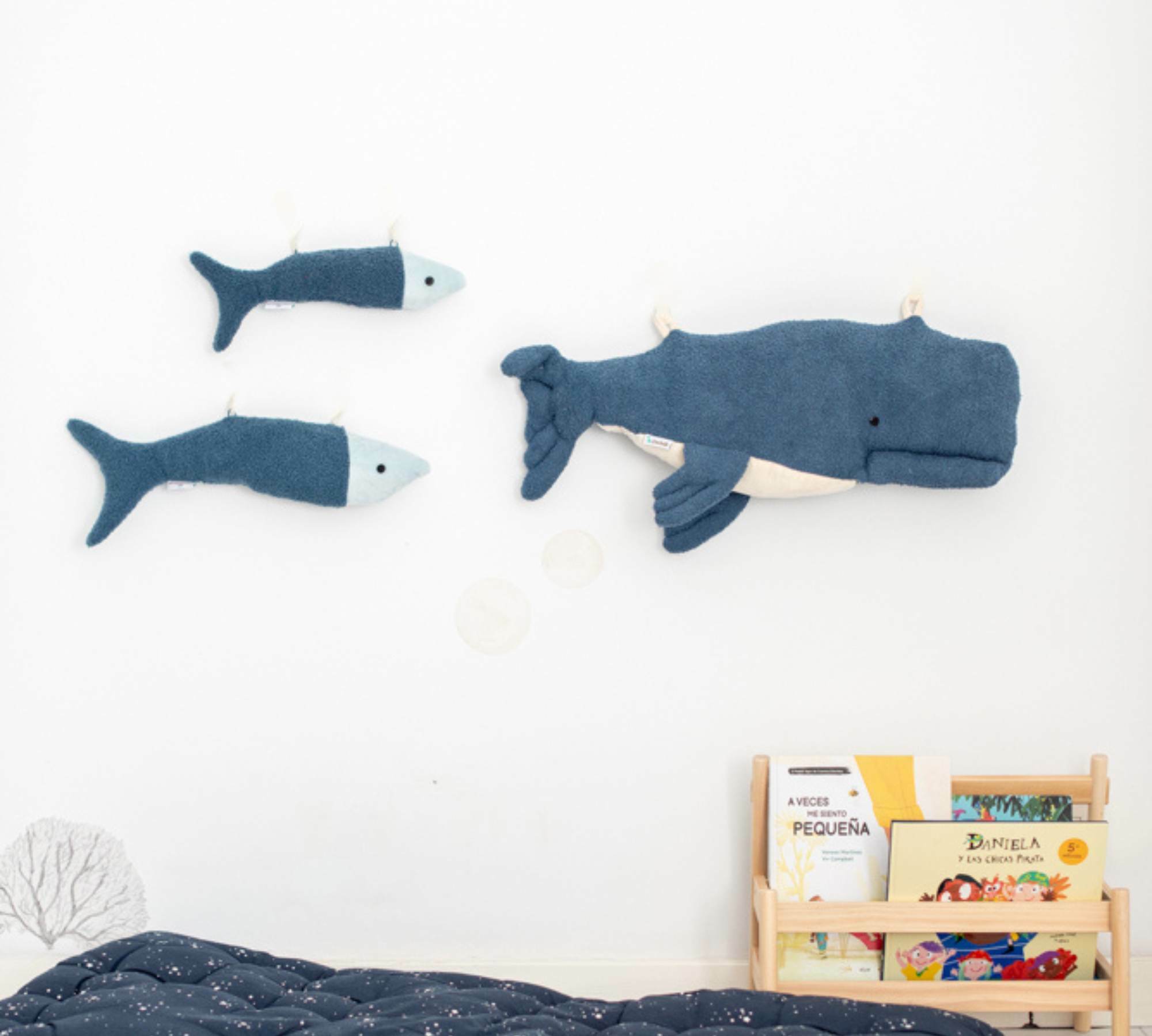 2x Fish & Beluga Whale Plush toy Cotton Blue 1