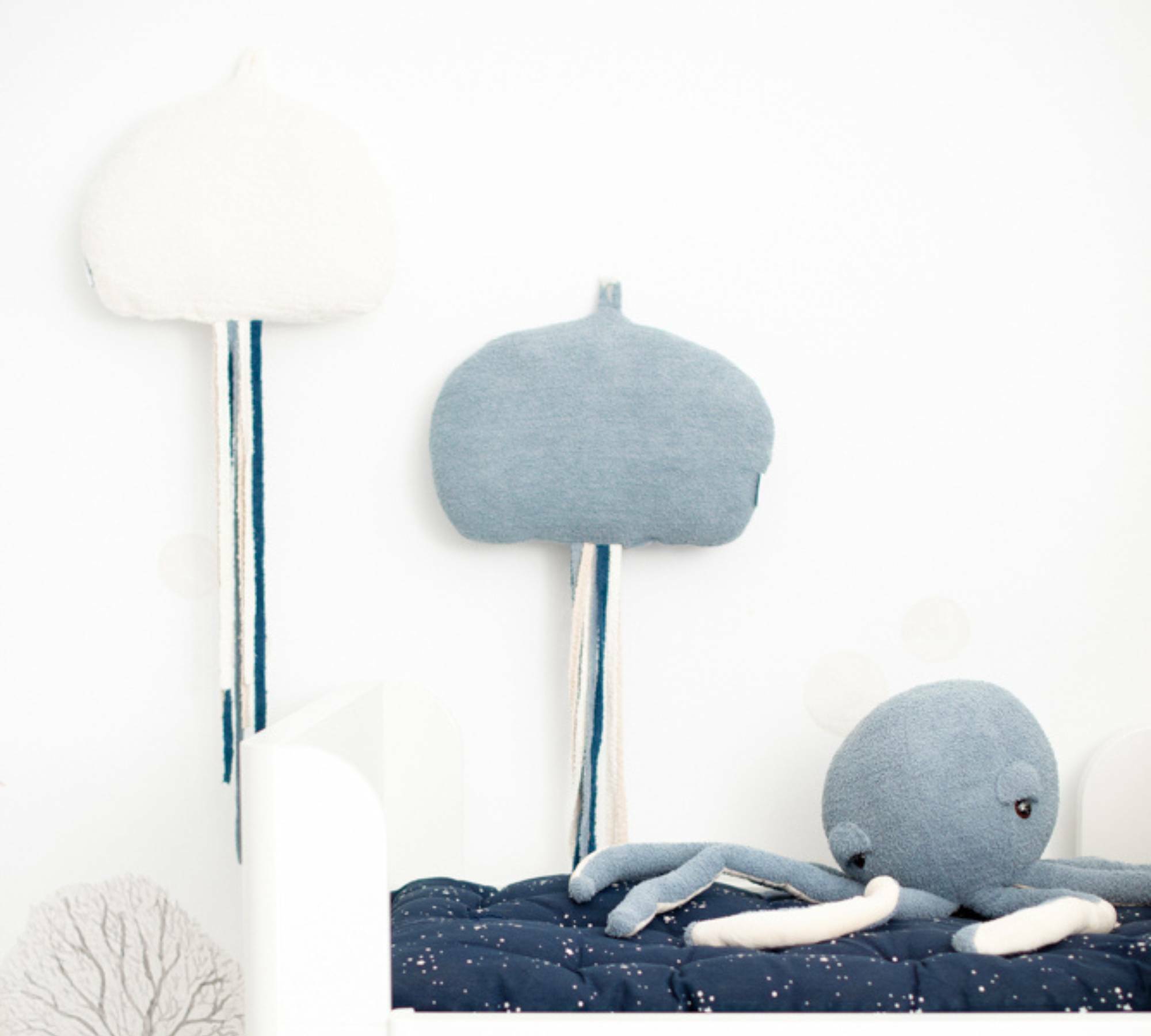 2x Jellyfish & Octopus Plush toy Cotton Blue White 0