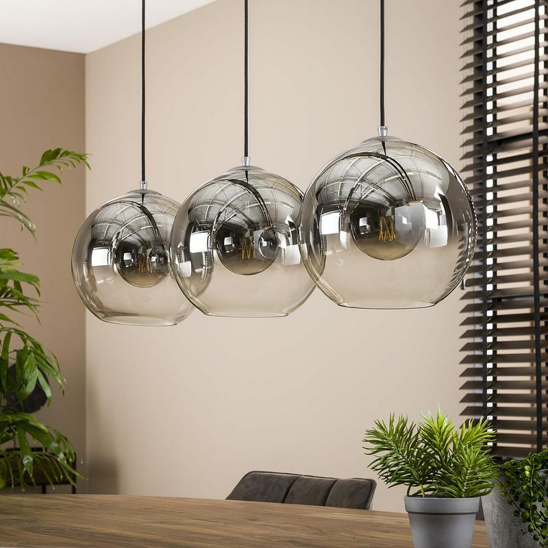 Bubble Shaded 3 Pendelleuchte Rauchglas Silber 1