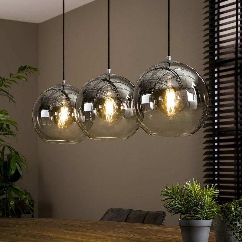 Bubble Shaded 3 Pendelleuchte Rauchglas Silber 0