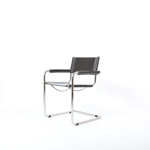 Thonet S34 Freischwinger Kernleder Stahl Schwarz 0
