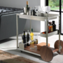 Serving trolley steel walnut wood silver 0