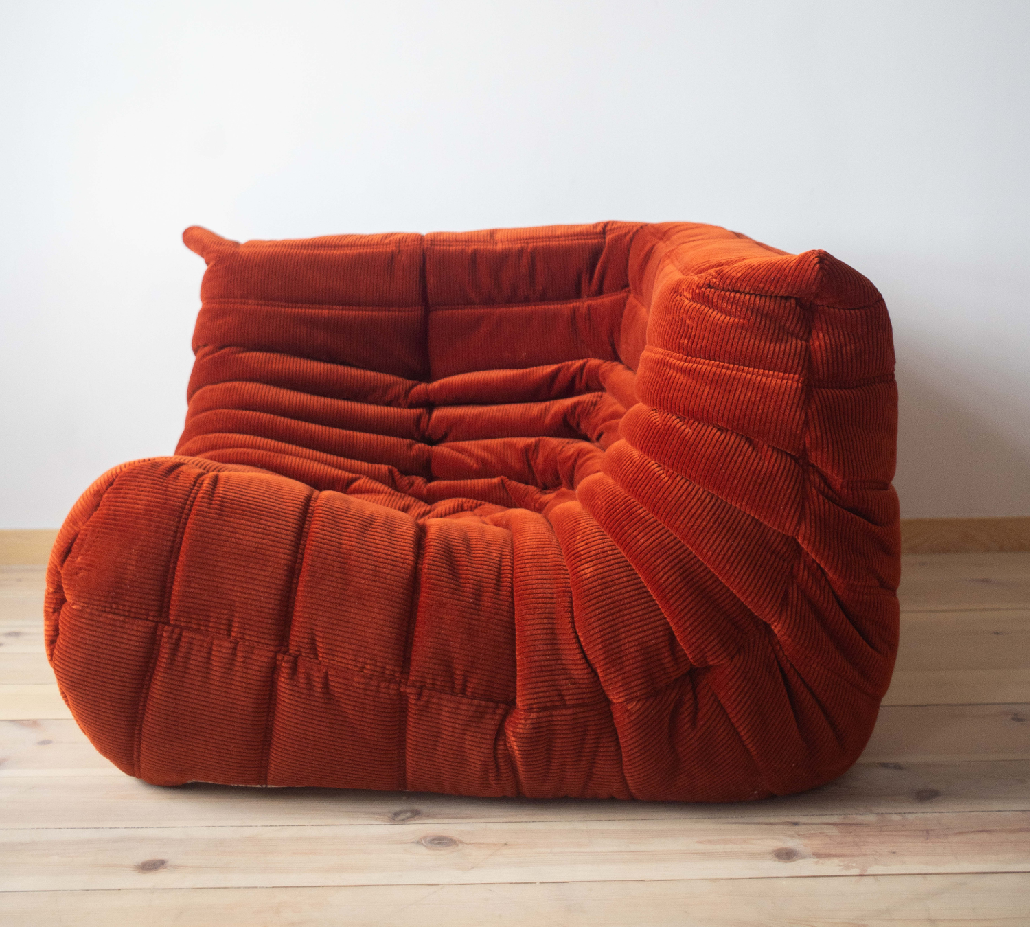 Togo corner sofa cord amber orange 1