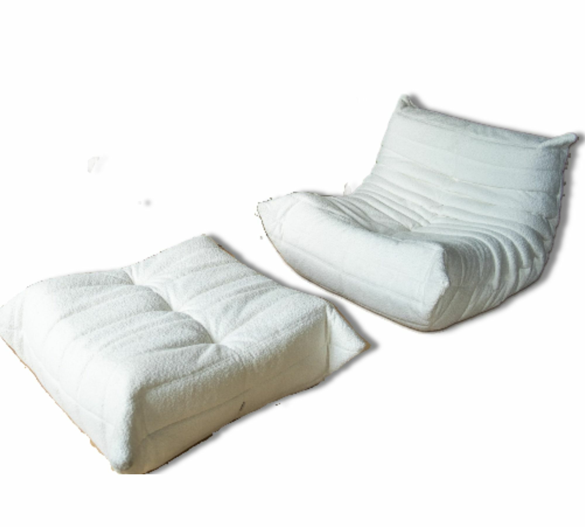 Togo Armchair and Ottoman Set Bouclé White 0