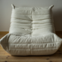 Togo Armchair and Ottoman Set Bouclé White 1