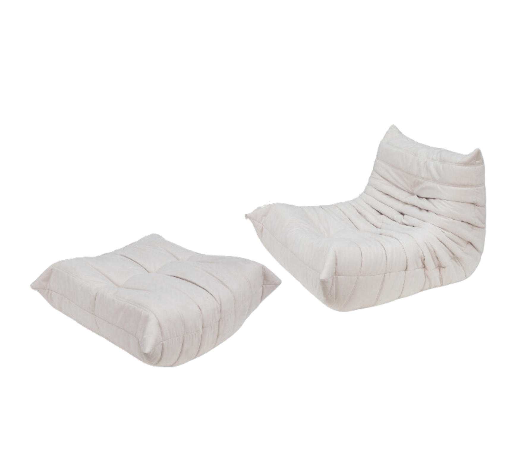 Togo Armchair and Ottoman Set Fabric Off-White 0