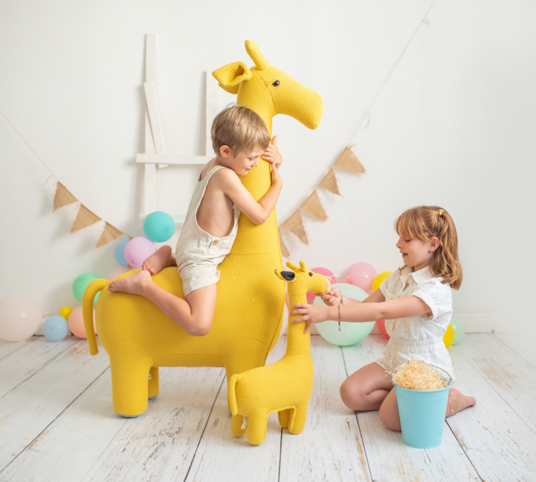 Giraffe Maxi Plush Toy Cotton Wood Yellow 0