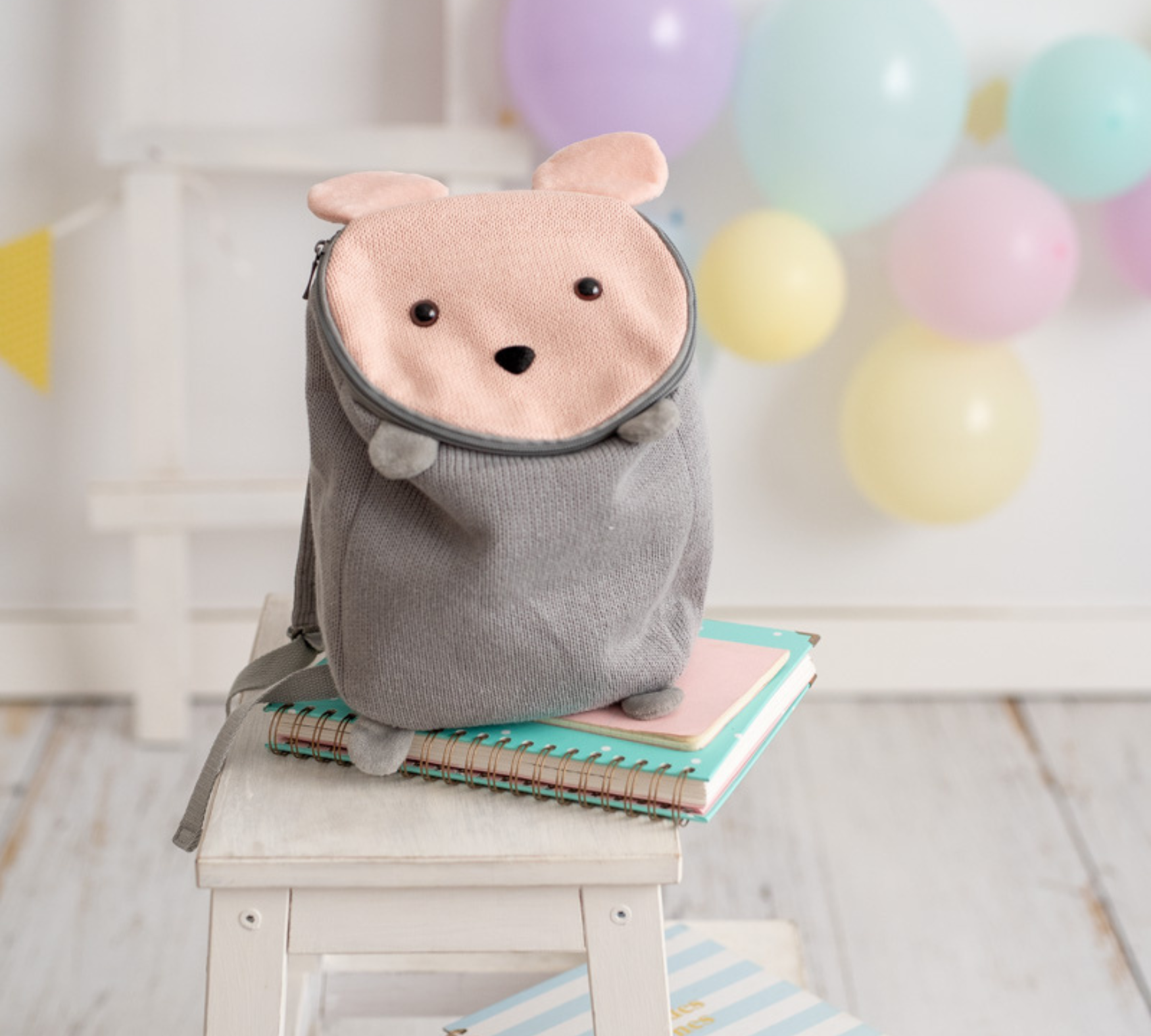 Mouse Backpack Cotton Grey 1