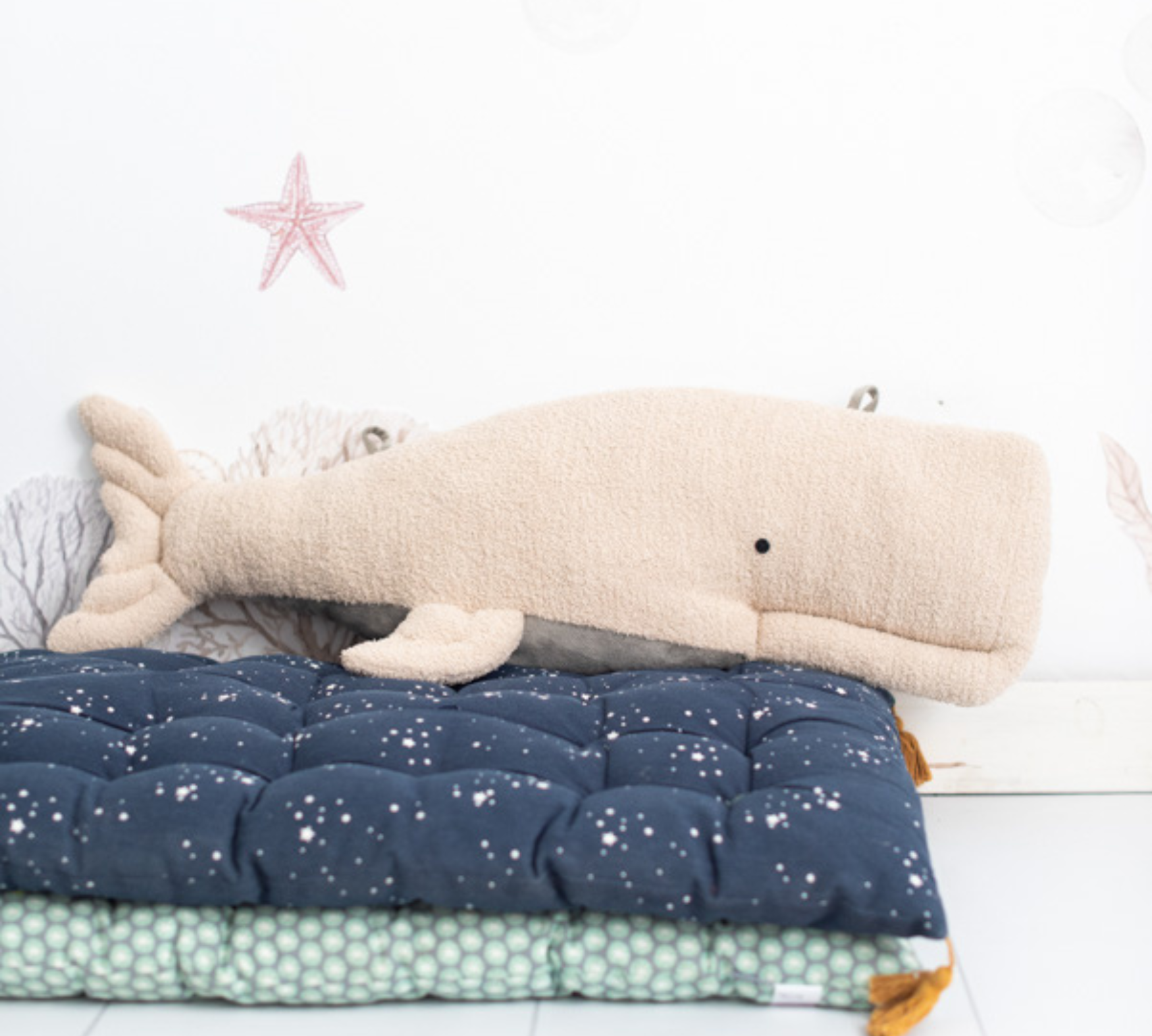 2x Beluga Whale Plush Toy Cotton Blue Beige 1