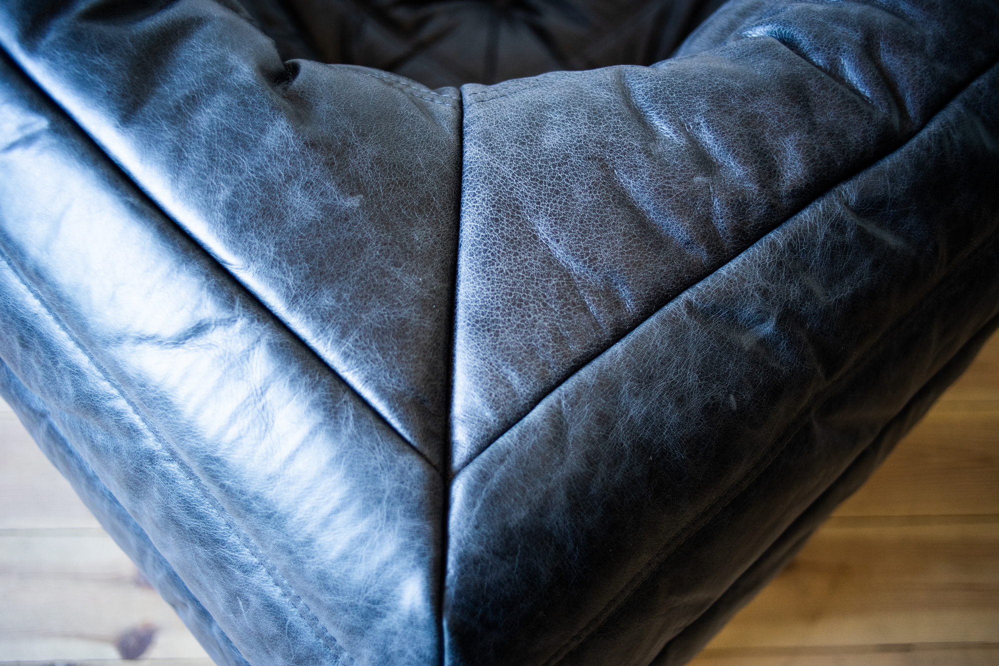 Togo Divano angolare Pelle pull-up Nero 6