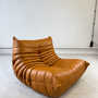 Togo armchair and ottoman set high gloss leather cognac light 2