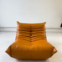 Togo armchair and ottoman set high gloss leather cognac light 3