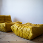 Togo Armchair and Ottoman Set Pull-Up Leather Yellow 0