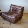 Togo Armchair Pull-Up Leather Walnut Brown 1