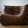 Togo Corner Sofa Pull-Up Leather Walnut Brown 1