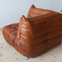 Togo Corner Sofa High Gloss Leather Whisky Brown 2