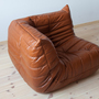 Togo Corner Sofa High Gloss Leather Whisky Brown 4