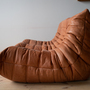 Togo Sofa 2-Seater Pull-Up Leather Peach Brown 2