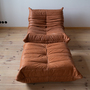 Togo armchair and ottoman set pull-up leather peach brown 1