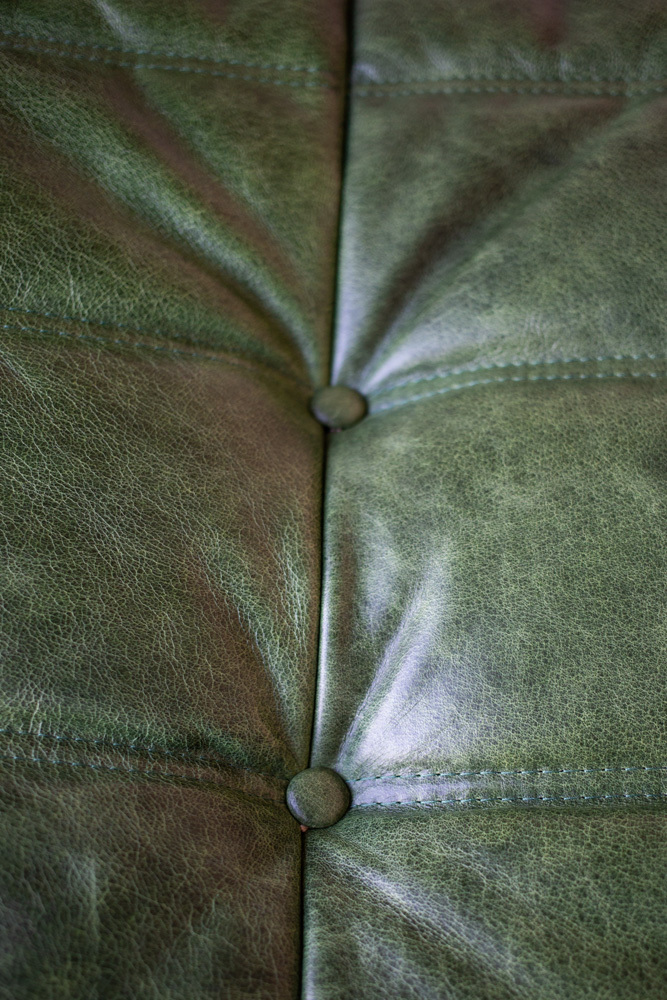 Togo armchair and ottoman set pull-up leather green 8
