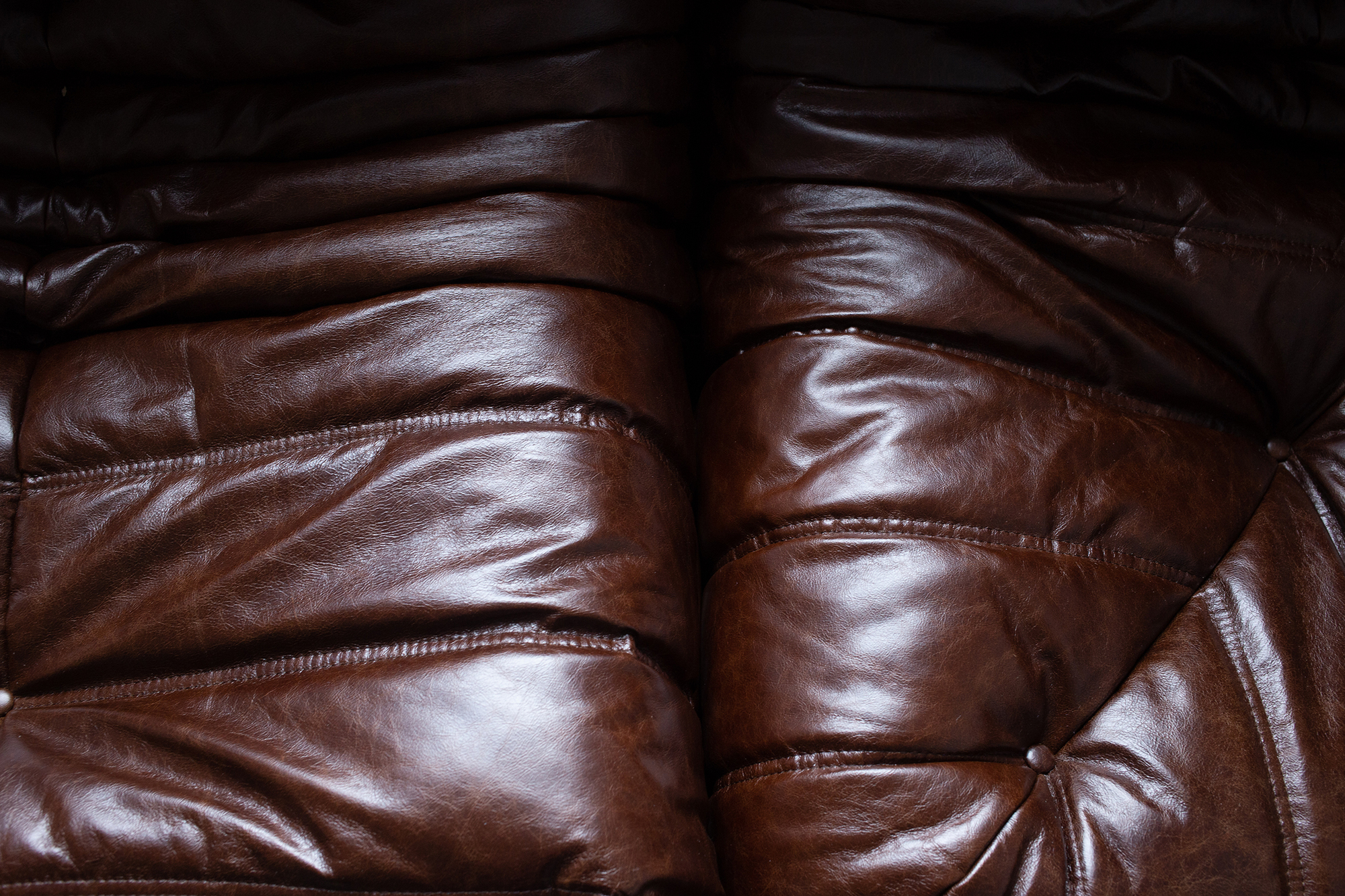 Togo Corner Sofa High Gloss Leather Dark Brown 7