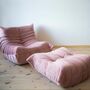 Togo Armchair and Ottoman Set Velvet Pearl Pink 0