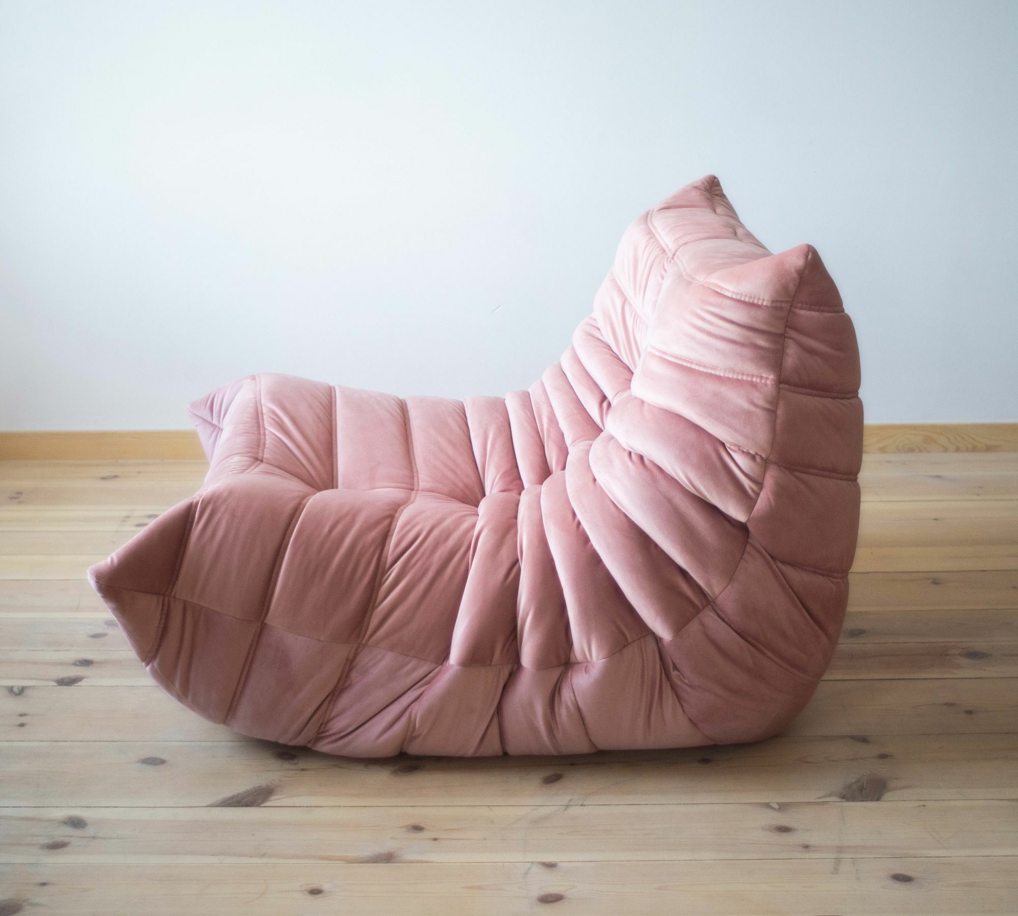 Togo Armchair and Ottoman Set Velvet Pearl Pink 4