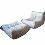 Togo Armchair and Ottoman Faux Leather Light Beige 0