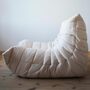 Togo Armchair and Ottoman Faux Leather Light Beige 3