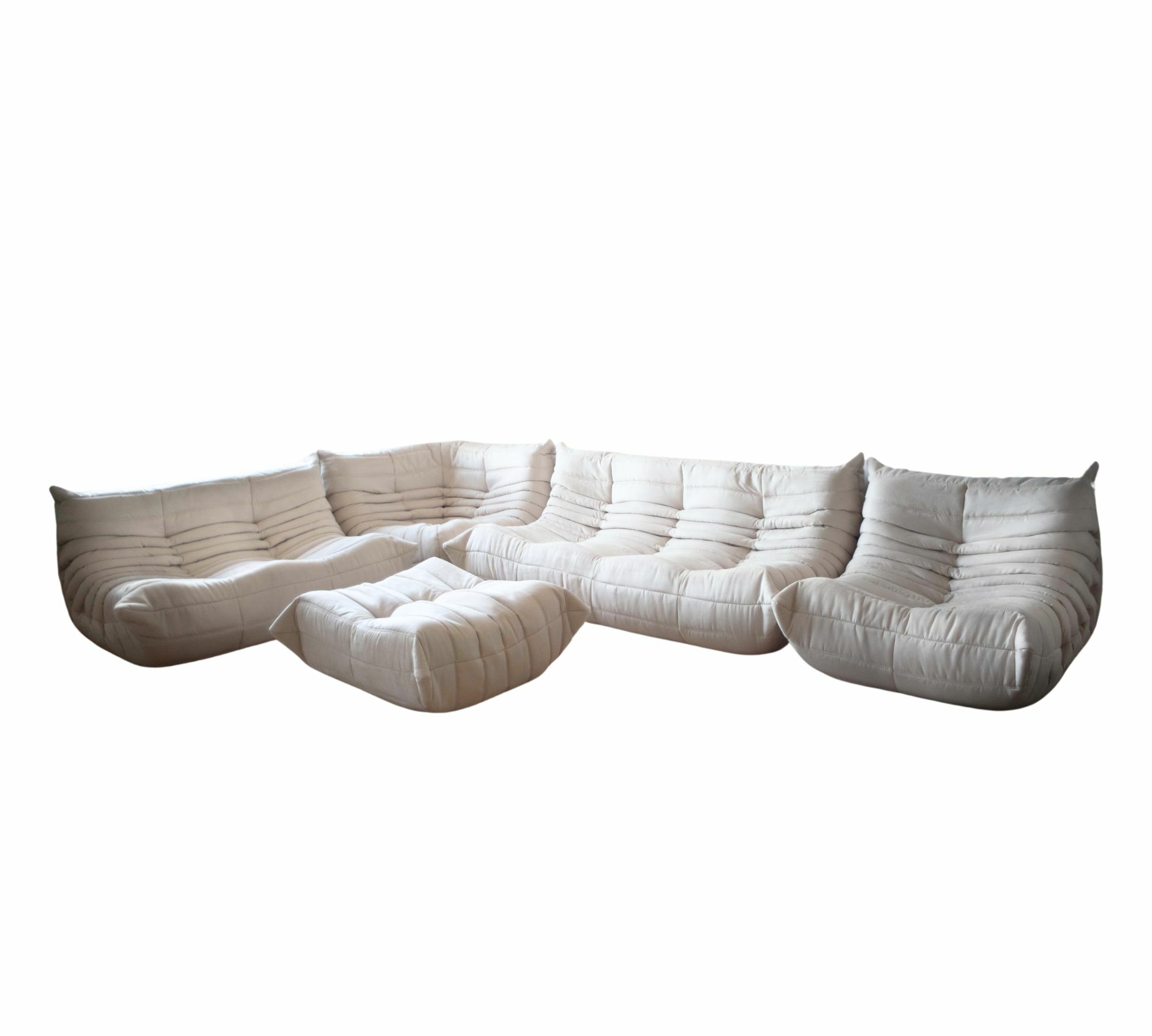 Togo Lounge Set 5-piece Faux Leather Light Beige 0