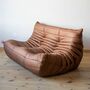 Togo Sofa 2-seater Smooth Leather Folk Brown 1